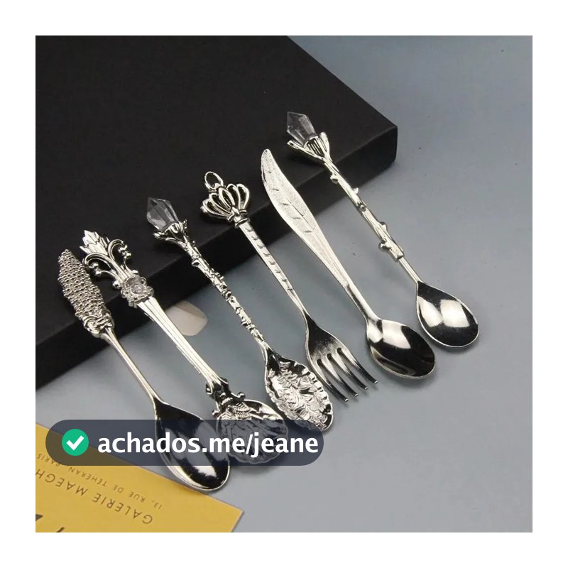 Conjunto de 6 Colheres Vintage de Café Esculpidas Colher de Chá Retro em Liga de Zinco Utensílios para Sobremesa e Café.
