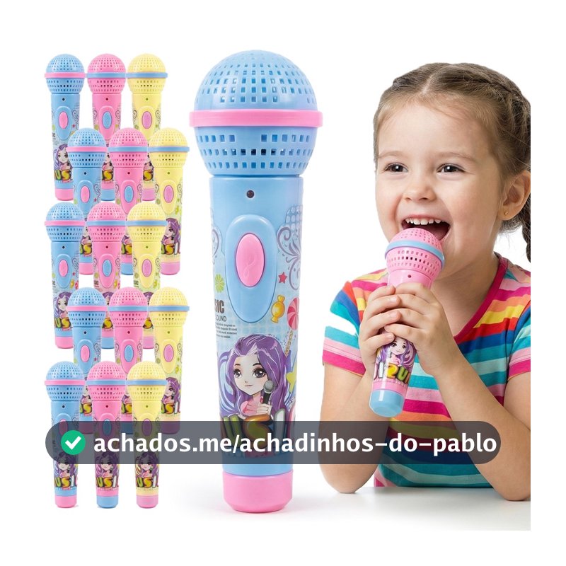 Kit 24 Brinquedo Microfone Infantil A Pilha Com Musica Para Crianças Atacado Aniversário