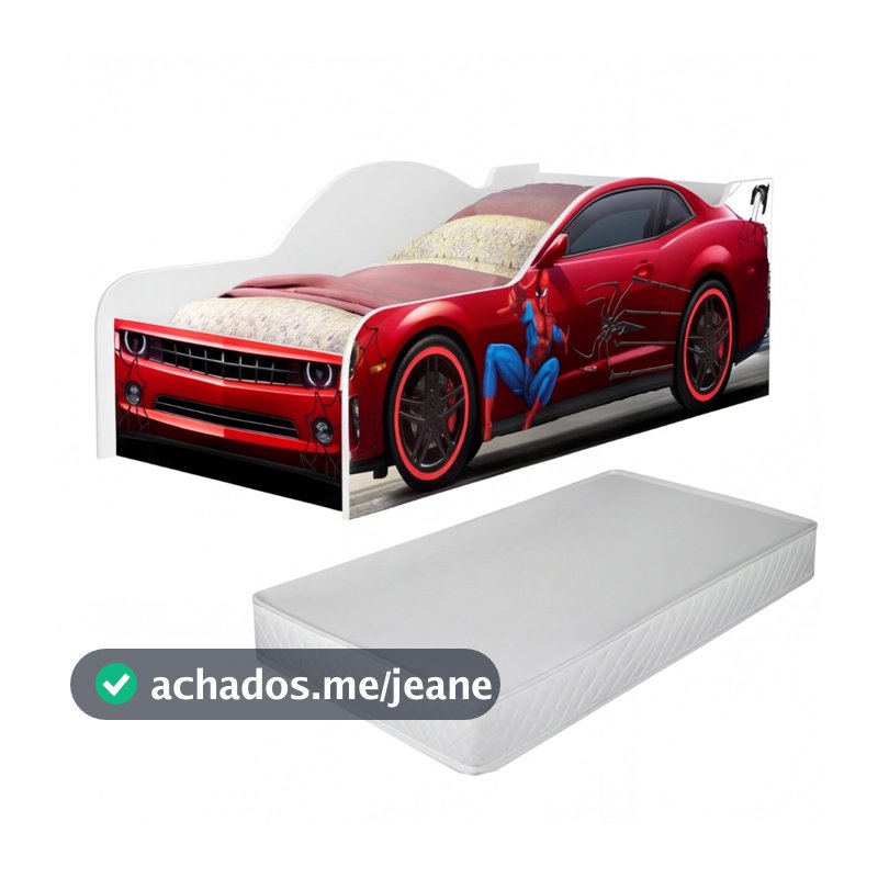 Cama Carro Infantil Homem Aranha Vermelha Montessoriana Com Colchão Herói Spider Man Quarto Kids