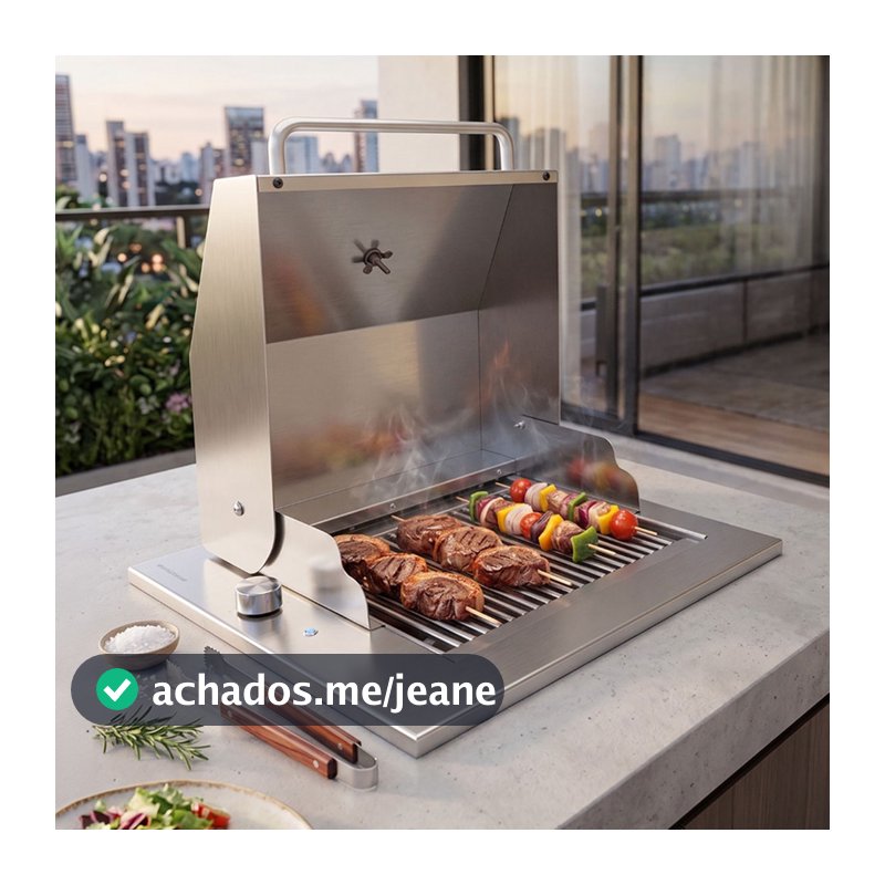 Churrasqueira Grill Elétrica com Tampa de Embutir Diamond Fine 50x40cm 2400W Titan