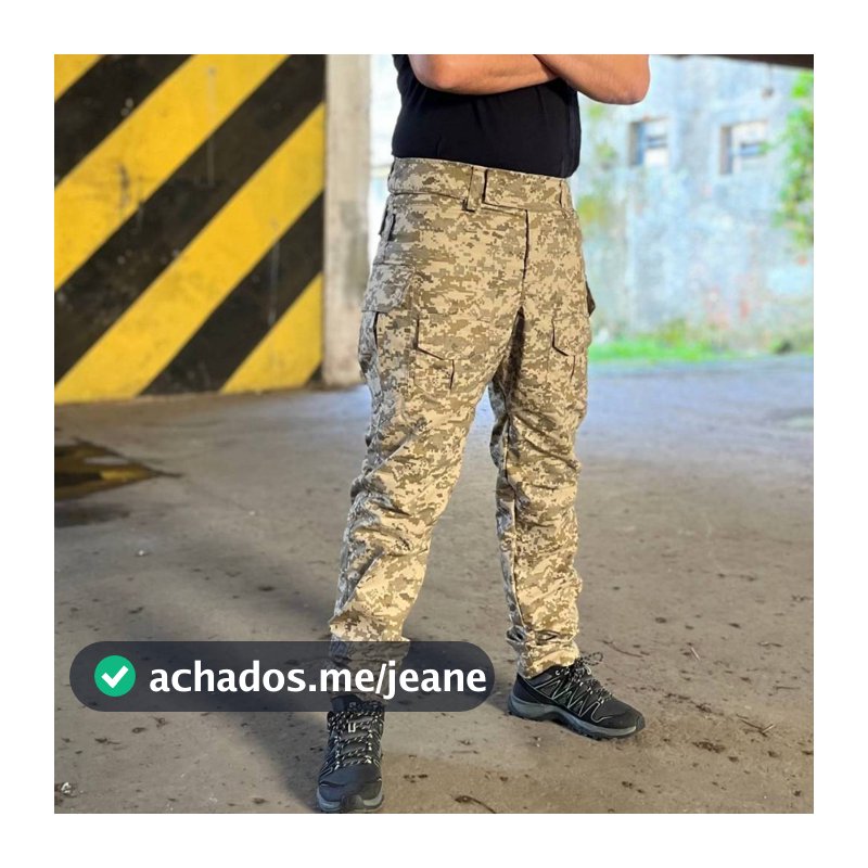 Calça Tática Masculina Digital Desert Cargo 8 Bolsos Deserto Americano Camuflada Ripstop Original