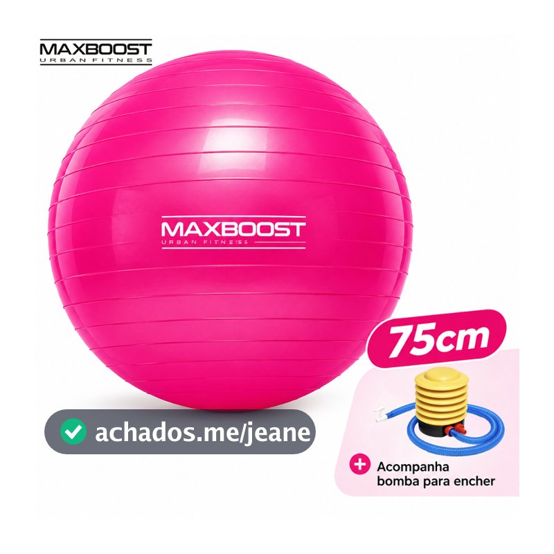 Kit Bola de Pilates Maxboost 75cm com Bomba de Ar Inclusa Fitness Yoga Treino Funcional Equilíbrio e Core