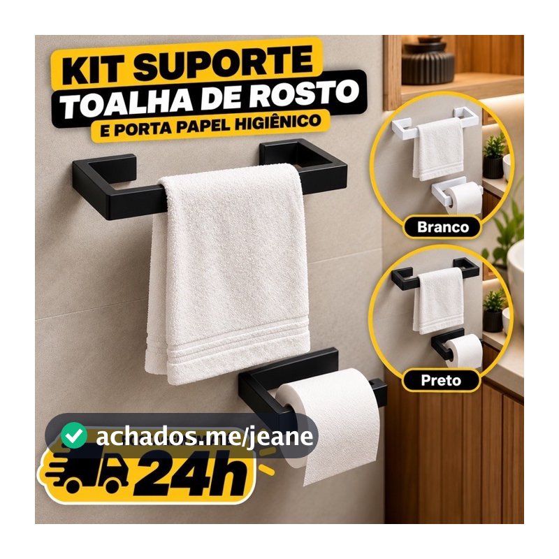 Porta Toalha de Rosto Toalheiro Sem Furo Porta Papel Higiênico Adesivo Organizador Banheiro Adesivo Lavabo