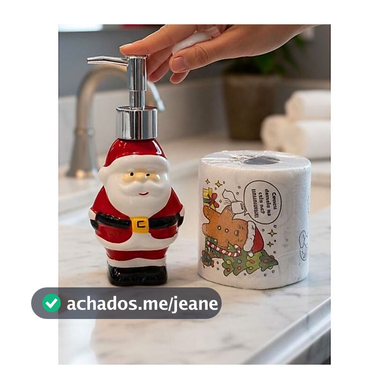 Enfeite de Natal Kit Banheiro Lavabo 2 Peças Porta Sabonete Escova Decorativo em Cerâmica