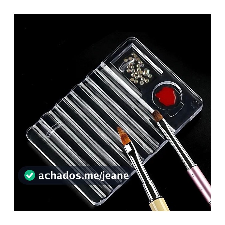 Organizador De Pincéis Unhas Com Paleta Acrílica Transparente Nail Designer Luxo Pronto Entrega