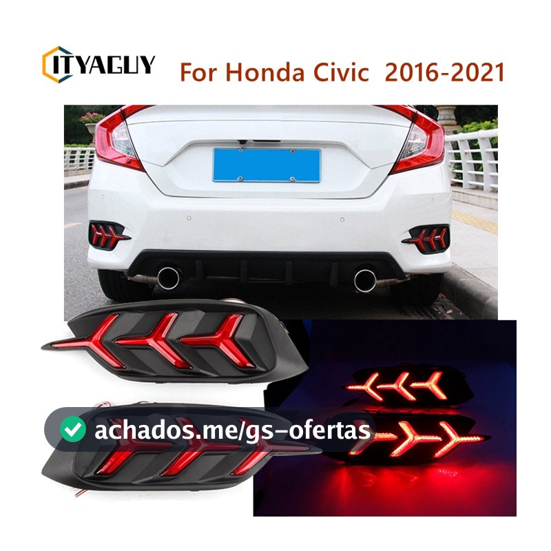 Um Par De Lâmpadas Refletoras LED Do Pára-Choques Traseiro Para 2016-2021 Honda Civic Sedan Lanterna De Neblina Traseira Civic