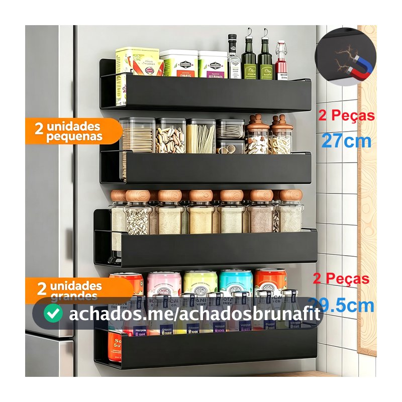 Kit 2/4 Prateleira Magnética Suporte Cozinha Organizador Para Geladeira Cozinha Máquina De Lavar Temperos