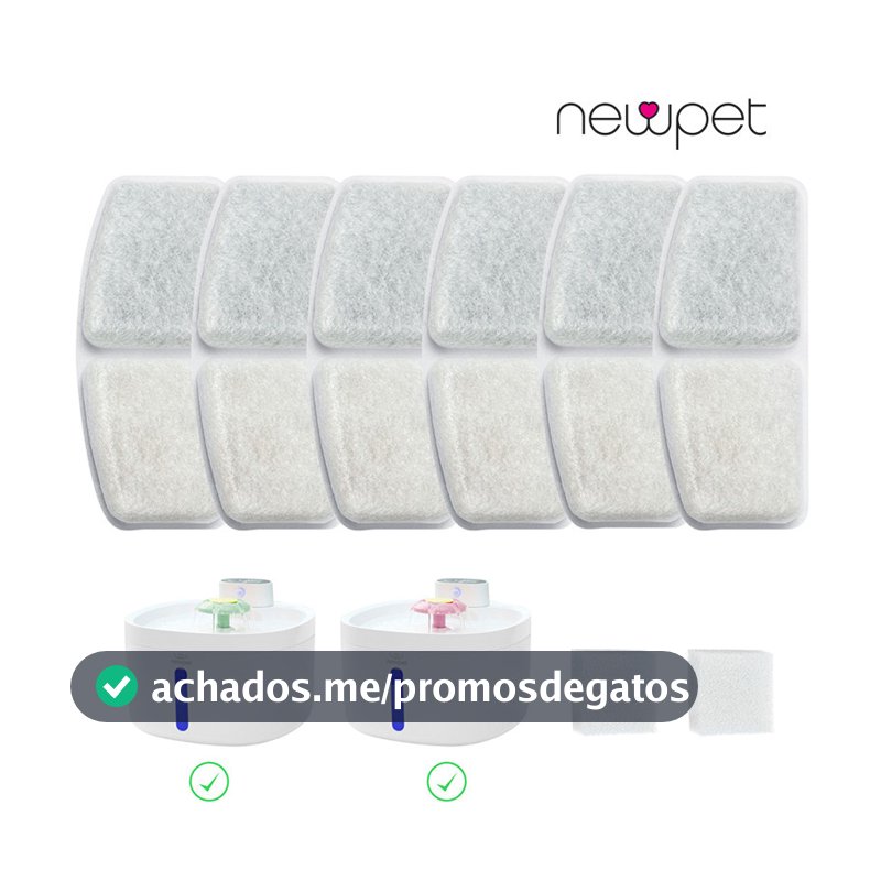 Filtros de substituição para dispensador de fonte de água de aço inoxidável newpet com sistema de filtragem de 6 camadas, 6 pacotes