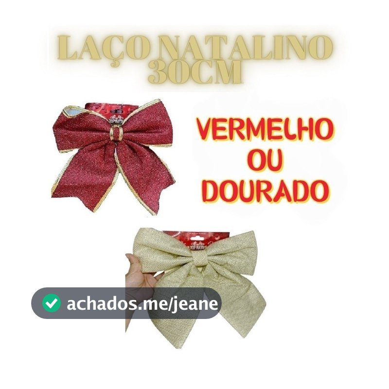 Laço 30x27CM Grande Vermelho E Dourado Dourado Natal Brilhante Decorativo Natalino Decorações