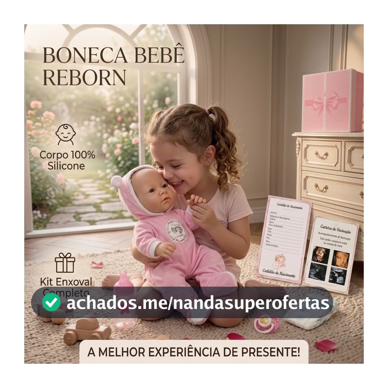 Boneca Bebê Reborn Morena Promoção Loira Acessórios