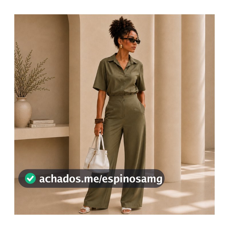 Conjunto Alfaiataria Marrant Blusa Social e Calça Com Elástico Pantalona Wide Leg Moda Chic Elegante