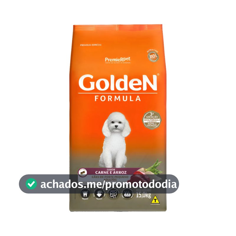 Ração Golden Formula Cães Adultos Mini Bits Porte Pequeno Carne E Arroz 15kg