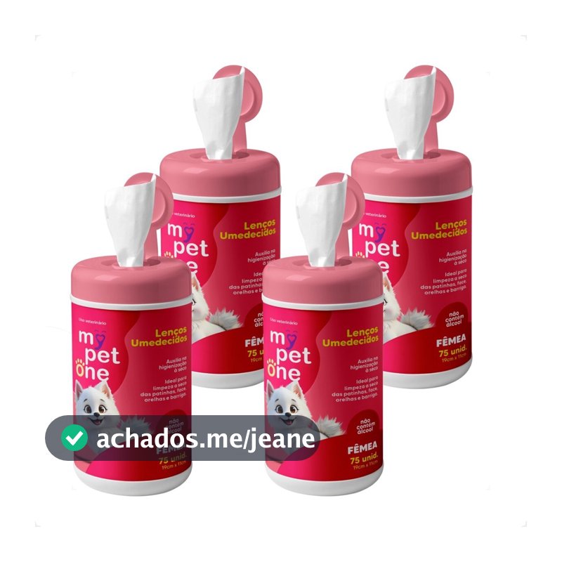 Kit 4 Lenço Umedecido Cão e Gato Fêmeas Mypetone - 300 Unidades