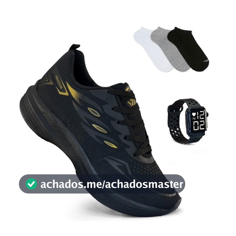 Tenis Masculino + Relogio + Meia Esportivo Versatil Corrida Treino Academia Envio Imediato