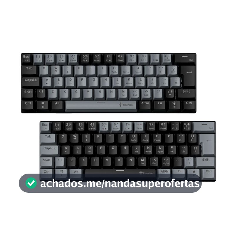 Teclado Mecânico Gamer Titorion 60% Teclado Preto Computador ABNT2 Hot Swap RGB Switch Red Brown USB LED Titorion