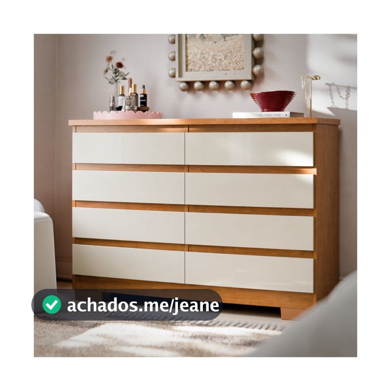 Cômoda 8 Gavetas Grande Com Corrediça Telescópica Pés Para Quarto Adulto Grande Guarda Roupas Grécia