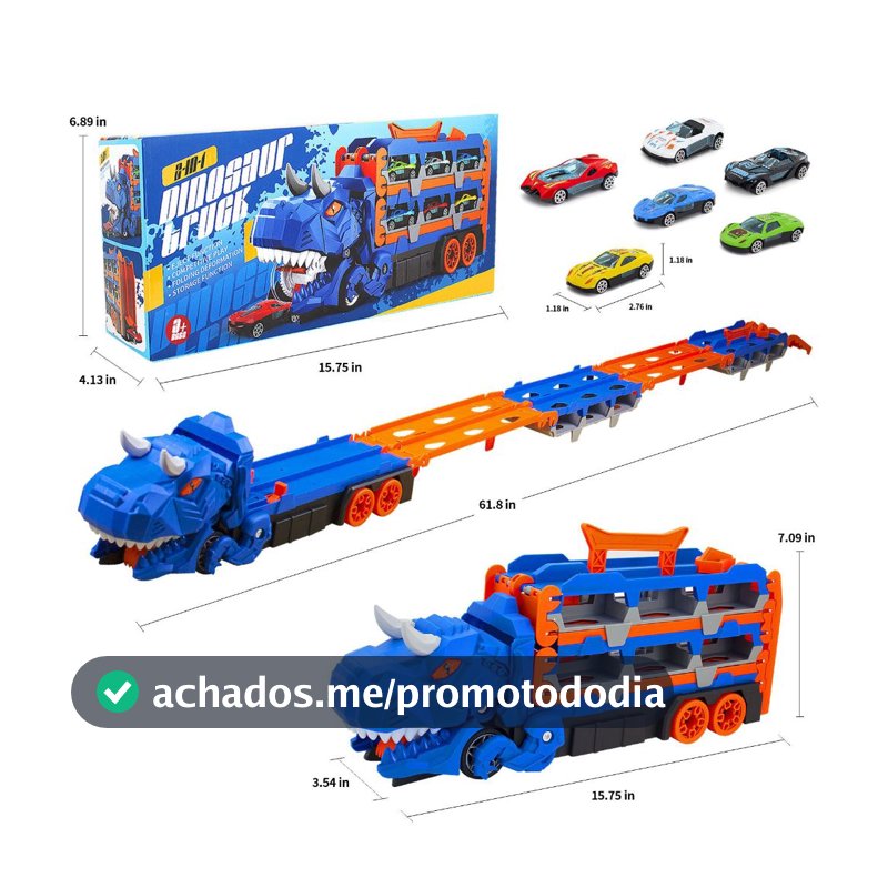 Caminhão Dinossauro Engolidor de Carrinhos - Com Kit de 6 e 4 Carrinhos