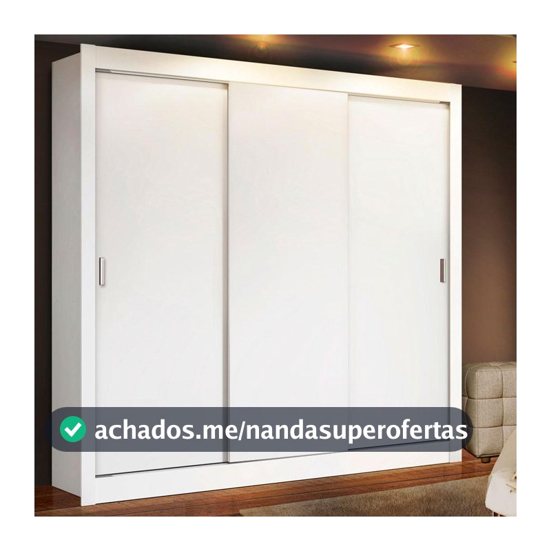 Guarda-Roupa Casal 3 Portas de Correr Branco Mônaco Madesa