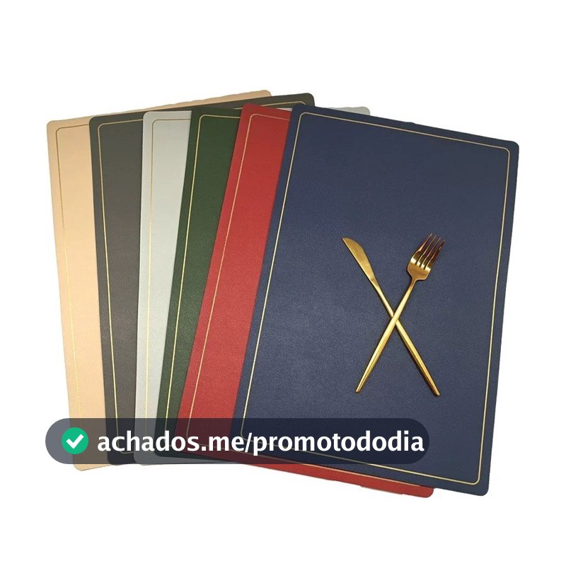 Jogo 6pec Americano Material COURO ORIGINAL Impermeável E à Prova De Manchas Para Mesa De Jantar Top Ola