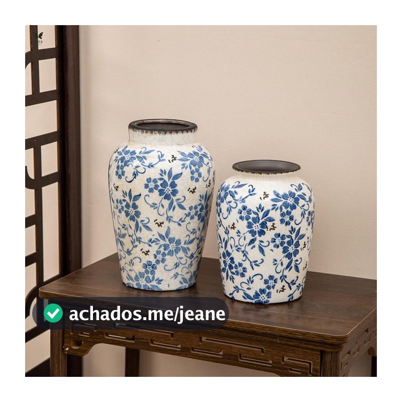 Vaso De Cerâmica Floral Azul E Branco , Vasos Decorativos Modernos De Fazenda Para Quarto , Sala De Estar , Estante