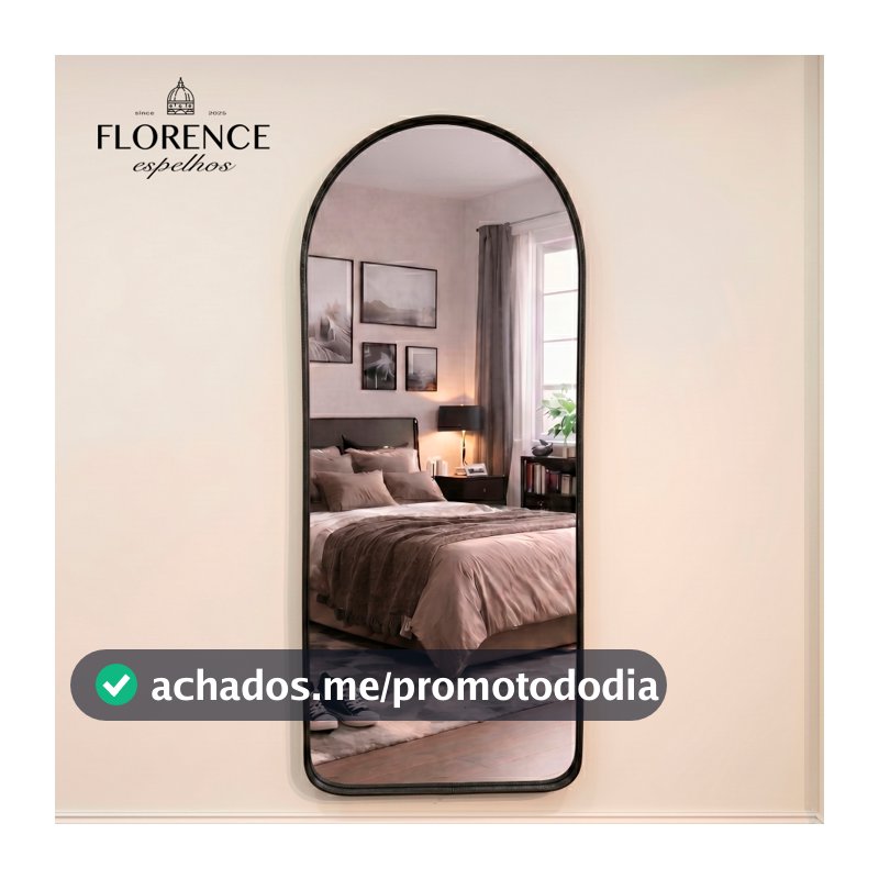 Espelho Verona Oval Base Reta Corpo Inteiro Com Moldura em Couro Premium 120x50 Sala Quarto