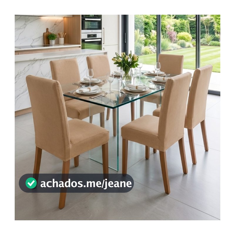 Kit Capa De Cadeira Sala Jantar 2, 4 e 6 Malha Grossa Elástico Spandex Resistente Lavável Premium Lisa