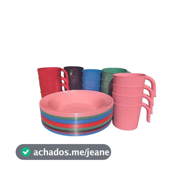 Kit Pratos Fundos Redondos + Canecas Empilhável Reutilizável Lanche Refeições Festas