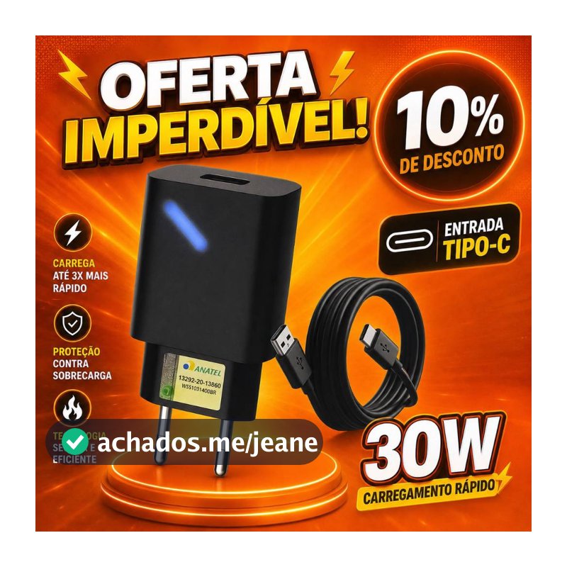 Carregador Turbo 30w Tipo C Micro-USB V8 Para Todos Moto G E X Z Carga Rapida ENVIO IMEDIATO
