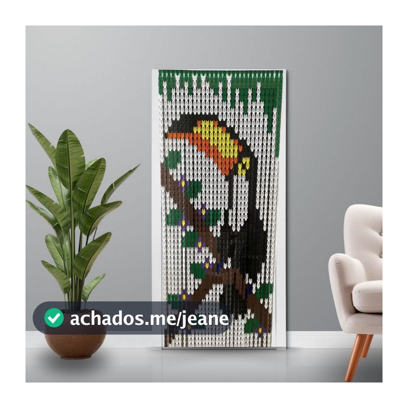Cortina de Porta Divisor De Cômodos Estampada Com Desenho De Tucano