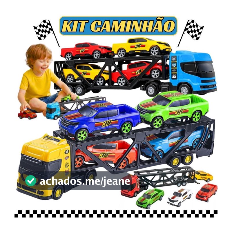 Caminhão De Brinquedo Cegonha 4 Carrinhos Infantil Grande