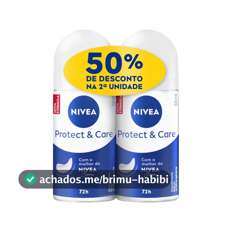 NIVEA KIT Desodorante Antitranspirante Roll On Protect & Care 50ml - 2 Unidades