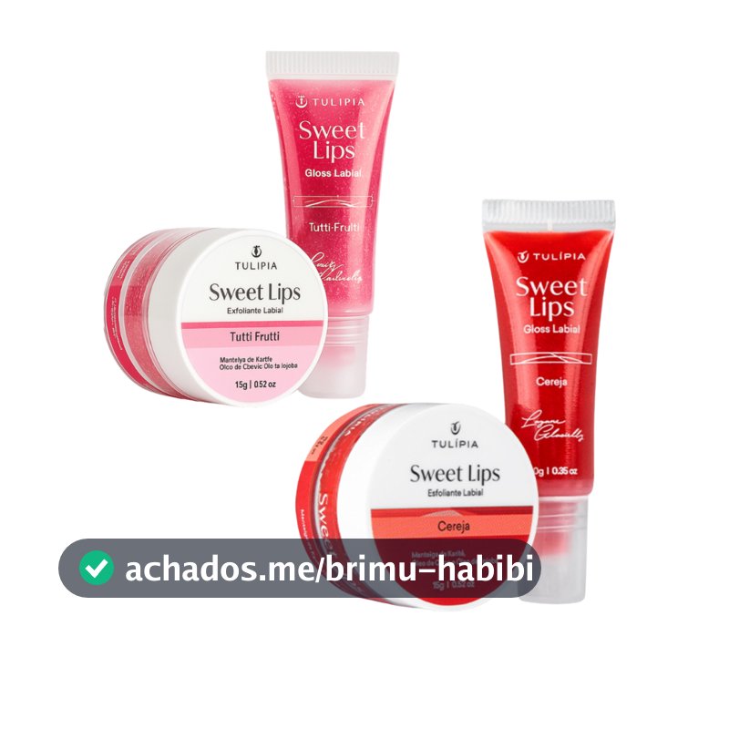 Kit Sweet Lips Tulípia Gloss e Esfoliante Labial Babygloss Hidragloss Hidratação e Maciez