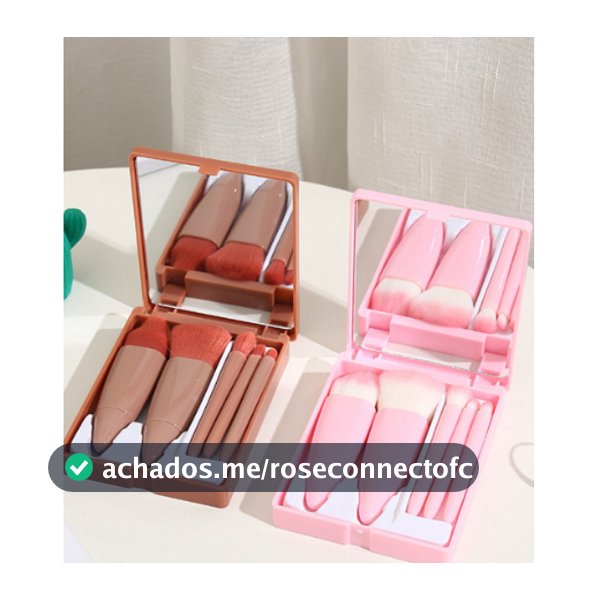 KIT 12PC Mini Espelho De Maquiagem Portátil Com 5 Pcs Pincéis De Maquiagem Lupa Mão Segurar Bolso Dobrável Maquiagem Bel