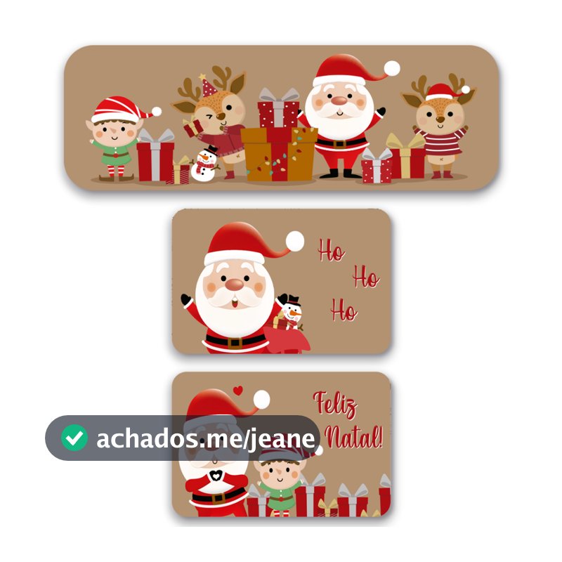 Feliz Natal - Kit 3 Tapetes de Cozinha Antiderrapantes Natalino