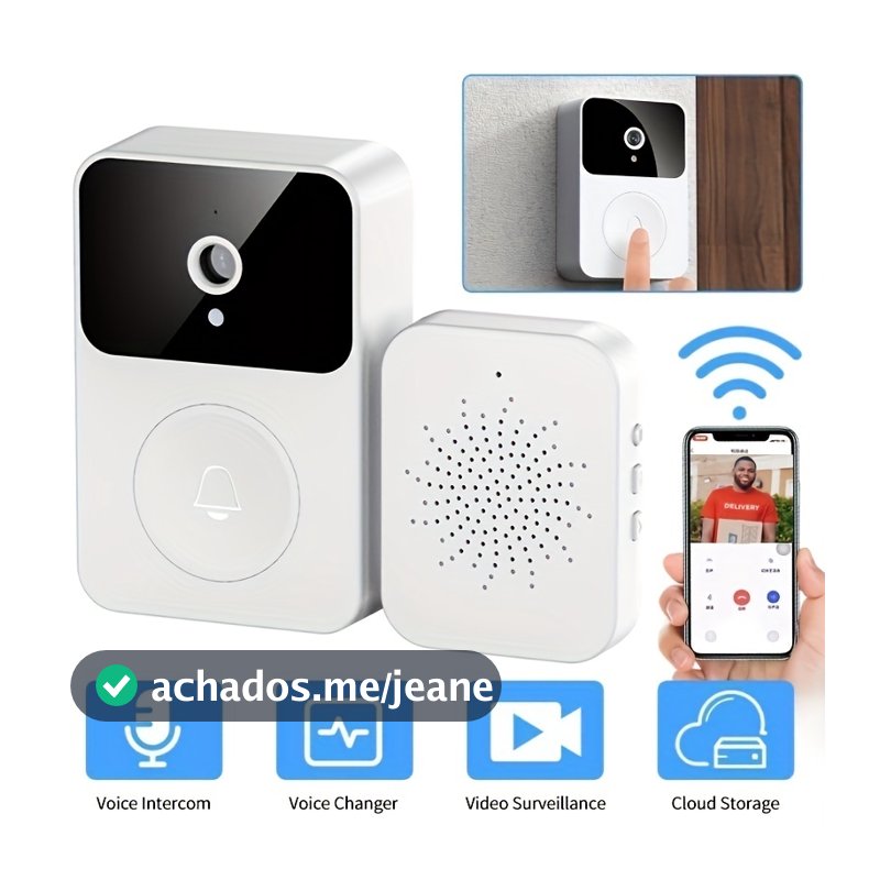 Campainha Com Câmera Vídeo Porteiro Sem Fio Wi-Fi HD Inteligente Smart Home