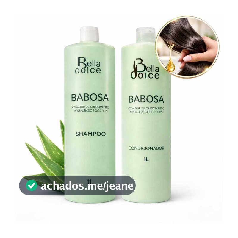 Shampoo Condicionador 1l Salão Babosa Antiqueda Fortalecedor Sem Sal Pós Química