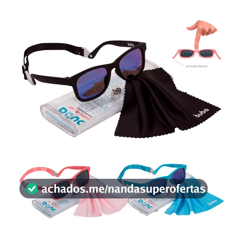 Óculos De Sol Infantil Com Alça Ajustável Armação Flexível Proteção UVA UVB Buba Original Menino Menina