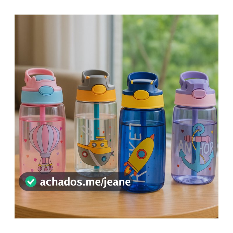 Garrafa / Squeeze Canudo Infantil Plástico / garrafa de água Infantil 480ml - TOP