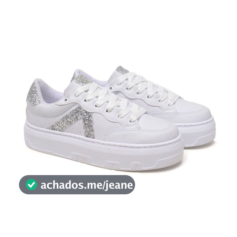 Tênis Feminino Branco Glitter Plataforma Casual Festa Menina Confortável Leve Moderno