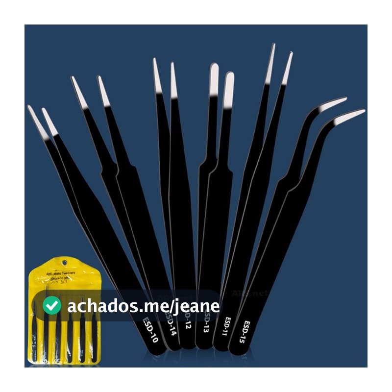 Kit Conjunto 6 Pinças Antiestáticas Eletro Eletronica Joalheria Artesanato