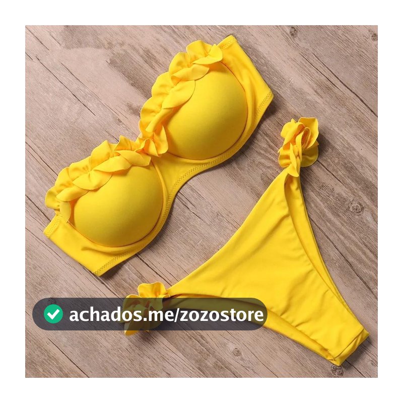 Novo Conjunto de Biquíni Feminino de Fato de Banho Ruffled