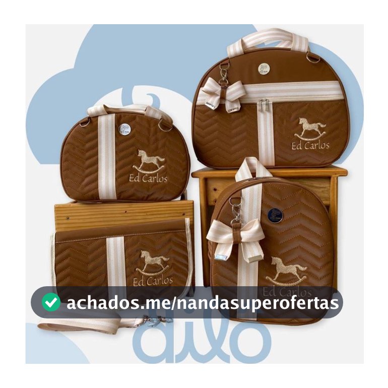 Conjunto de bolsa maternidade para bebê, modelo caramelo cavalinho. Kit personalizado luxo.