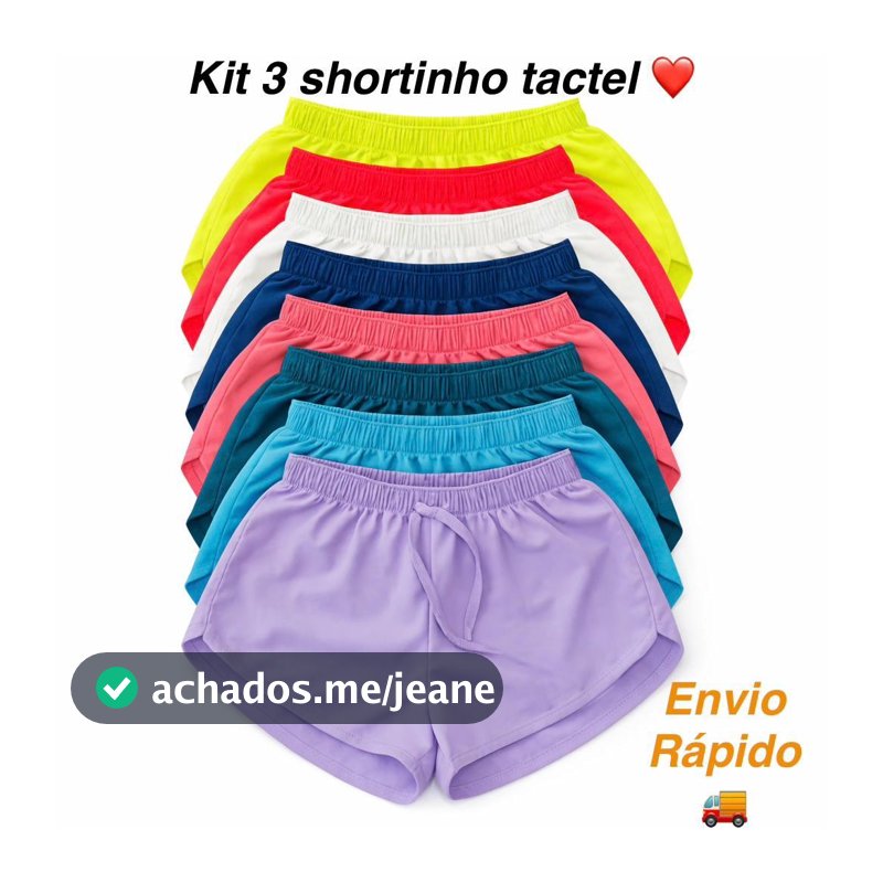 kit 3 Shortinhos Feminino Dry Fitness para academia e corrida Short Esportivo e para usar dia a dia