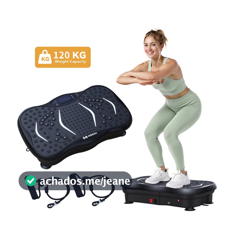 HEROI  Plataforma de Vibração Fitness, 120kg, Motor Potente, Multifuncional, 3 Modos - Preto