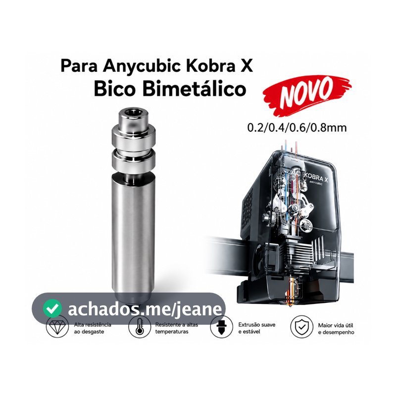 Bico Bimetálico para Impressora 3D Anycubic Kobra X de Alta Temperatura – Vários Tamanhos Disponíveis