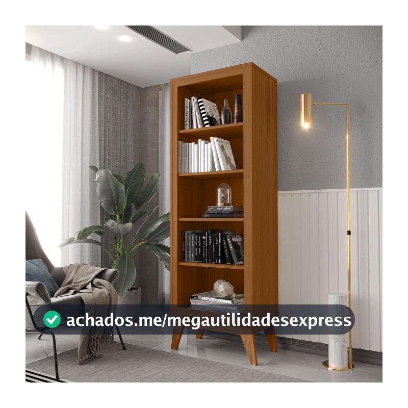 Estante Livreiro 4 Prateleiras com Pés em MDF Versales