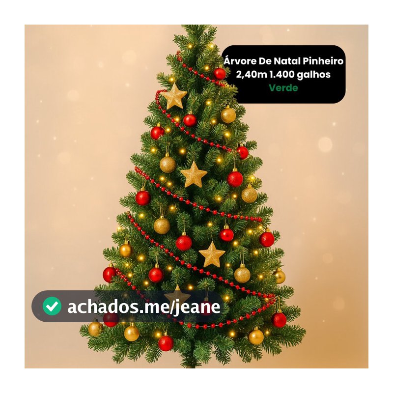 Árvore De Natal 2,40m 240cm Verde 1400 Galhos Pinheiro Canadense Cheios Grande Pé De Ferro Premium