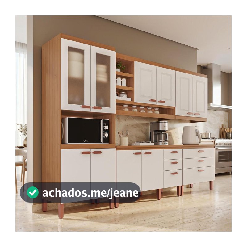 Cozinha Modulada Completa Móveis Home 100% MDF 10 Portas e 6 Gavetas