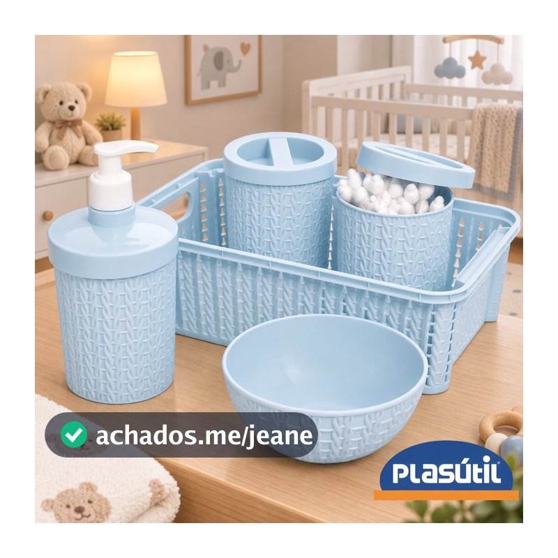 Kit Higiene Recém-Nascido 5 Peças Trama BPA Free Quarto Bebê - qualidade Plasútil