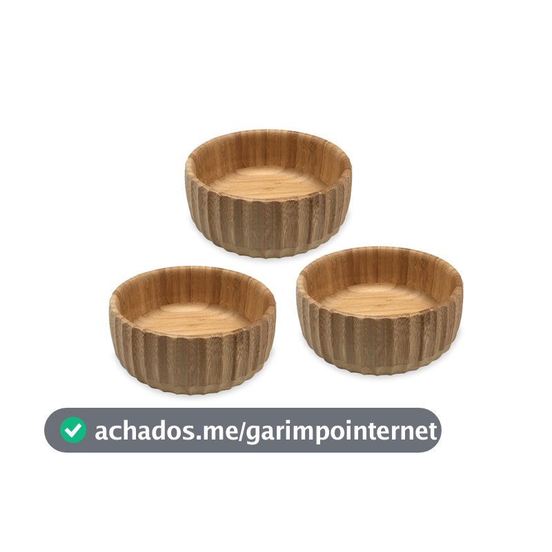 Kit 3 Bowls Canelados de Bambu Médio - Oikos